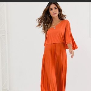 ASOS orange one shoulder maxi dress NWT size 4